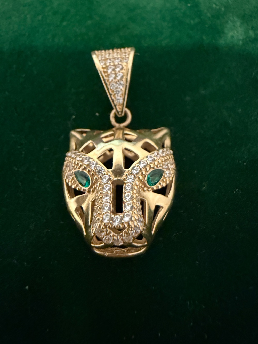 Gold Snake Pendant Necklace with Green Stone Accents